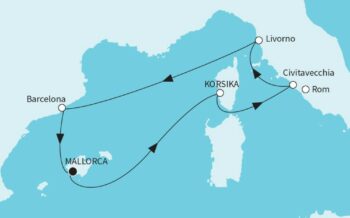 Route des Mein Schiff 2 für Faszination Mittelmeer